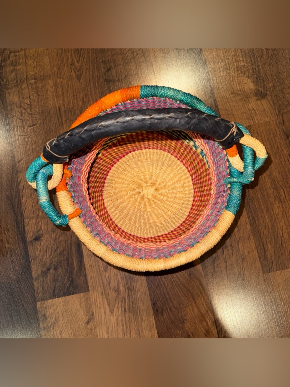 Handwoven Colorful Bolga Farmers Market Basket - Picture 3 of 12